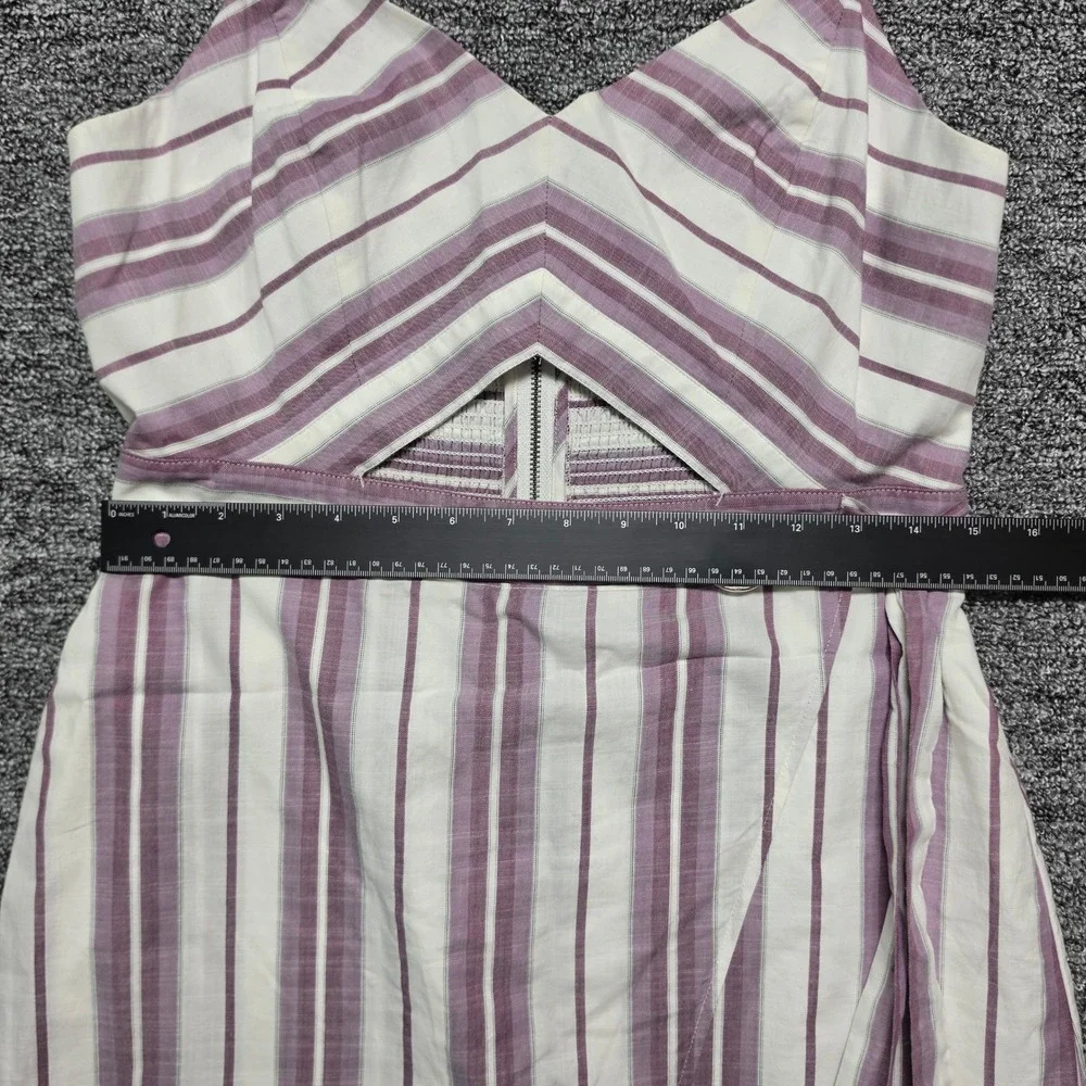 Costal Chic Wrap Skirt Cotton Midi Dress Womens 10 Purple White Express